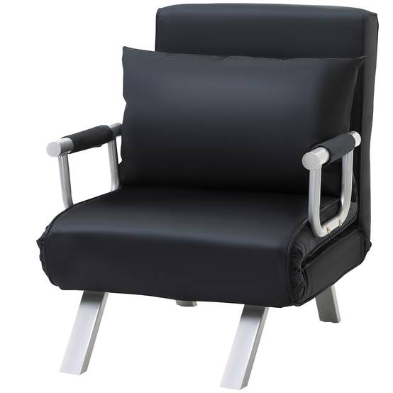 Canapé-lit 3 en 1, lit d'appoint, fauteuil avec coussins, noir - Image 2
