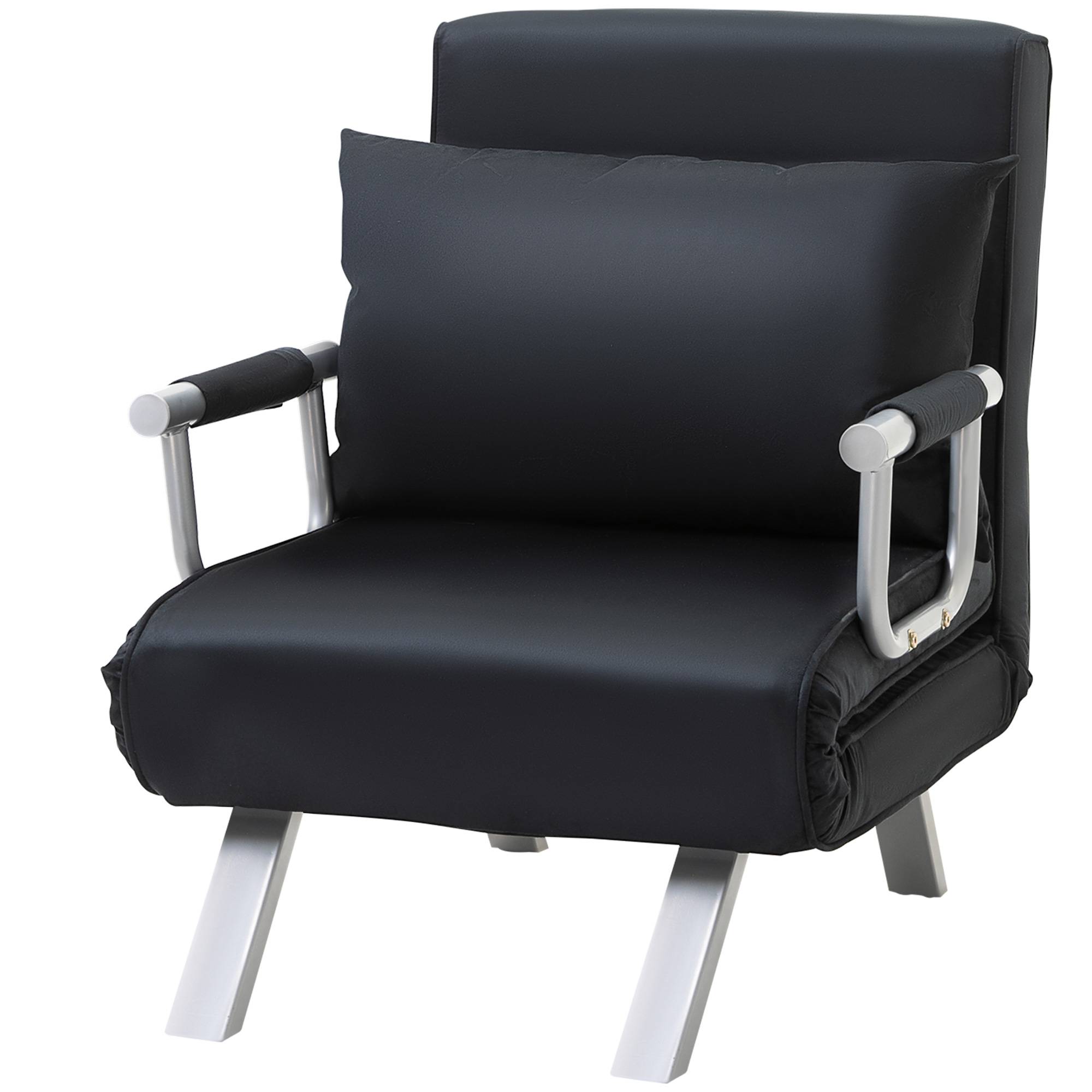 Canapé-lit 3 en 1, lit d'appoint, fauteuil avec coussins, noir - Image 2