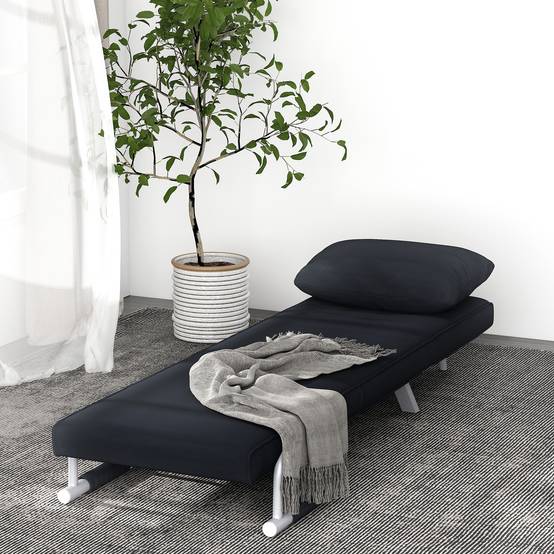 Canapé-lit 3 en 1, lit d'appoint, fauteuil avec coussins, noir - Image 4