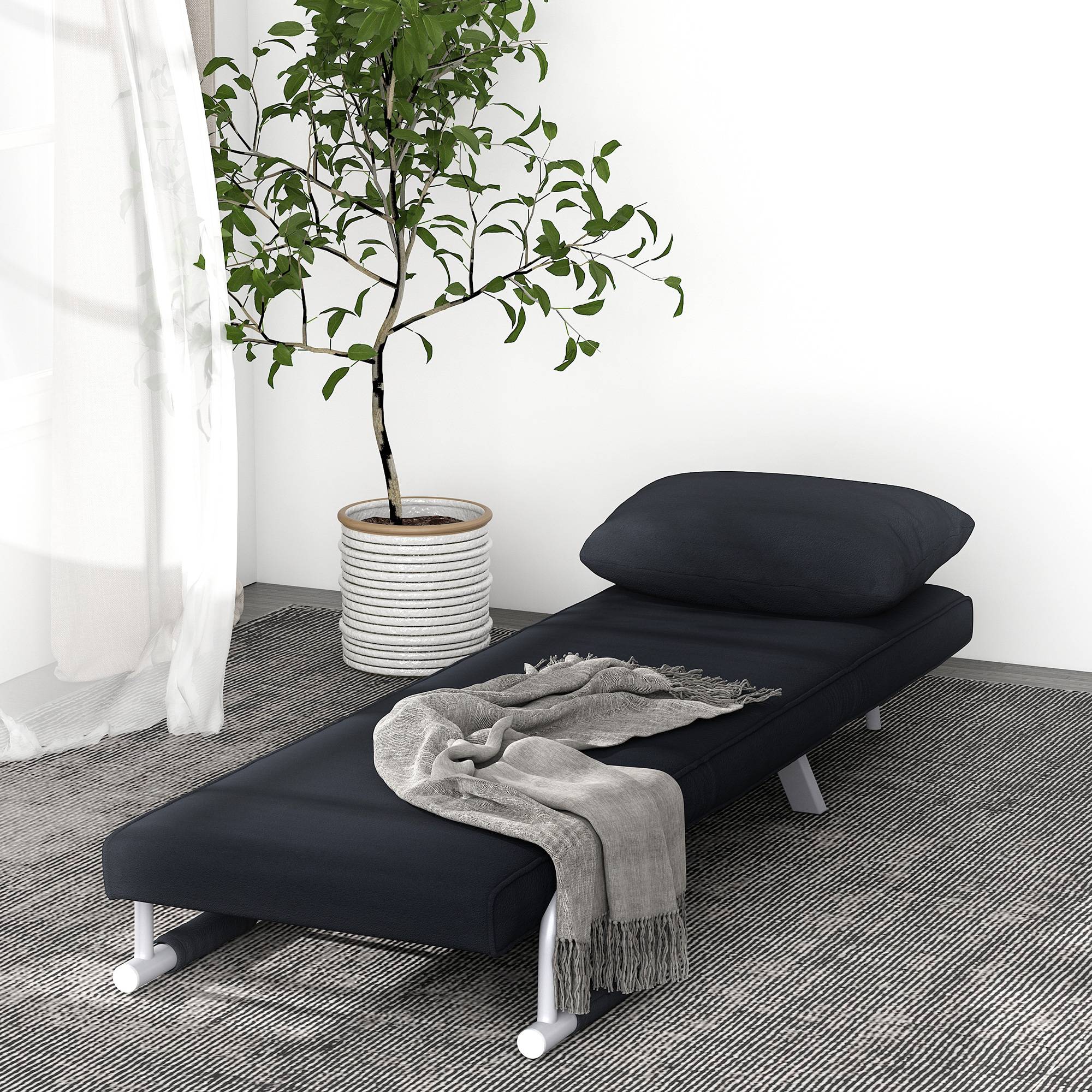 Canapé-lit 3 en 1, lit d'appoint, fauteuil avec coussins, noir - Image 4