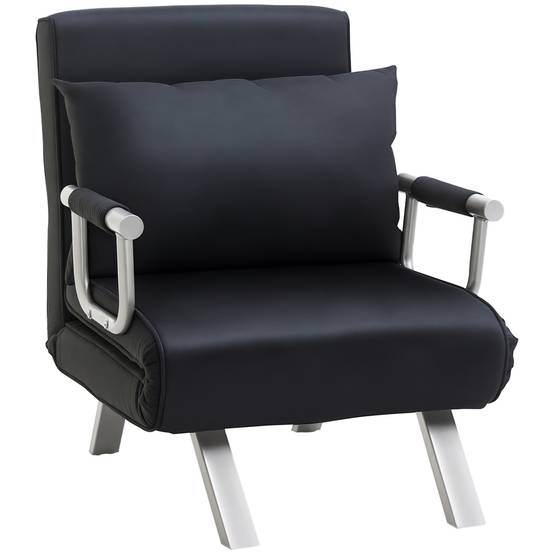 Canapé-lit 3 en 1, lit d'appoint, fauteuil avec coussins, noir - Image 1