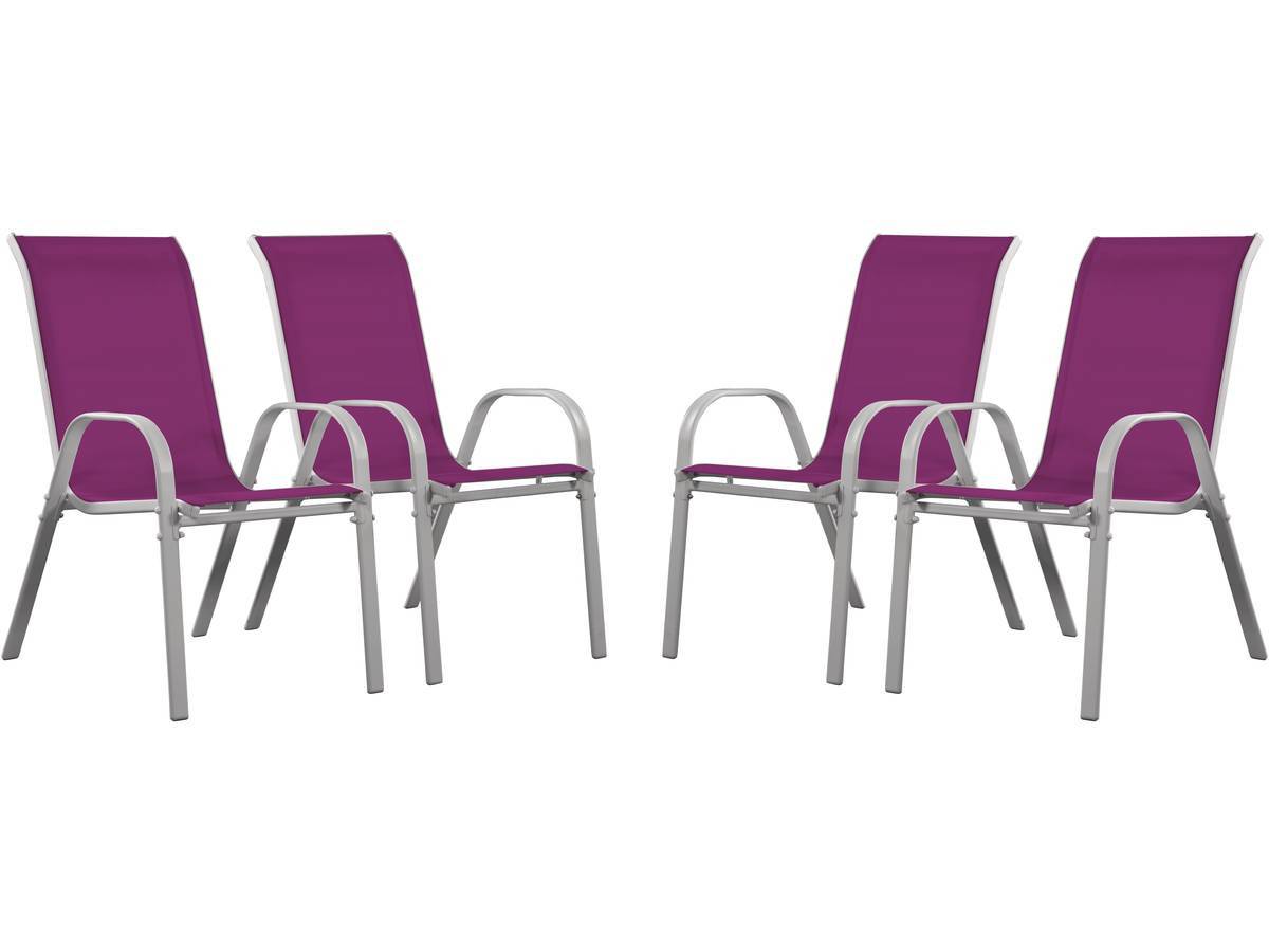Fauteuil Jardin Textilène "cordoba" - Phoenix - Rose - Lot De 4 -habitat Et Jardin - Image 1