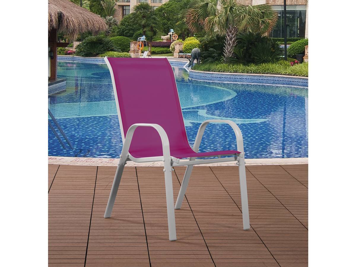 Fauteuil Jardin Textilène "cordoba" - Phoenix - Rose - Lot De 4 -habitat Et Jardin - Image 3