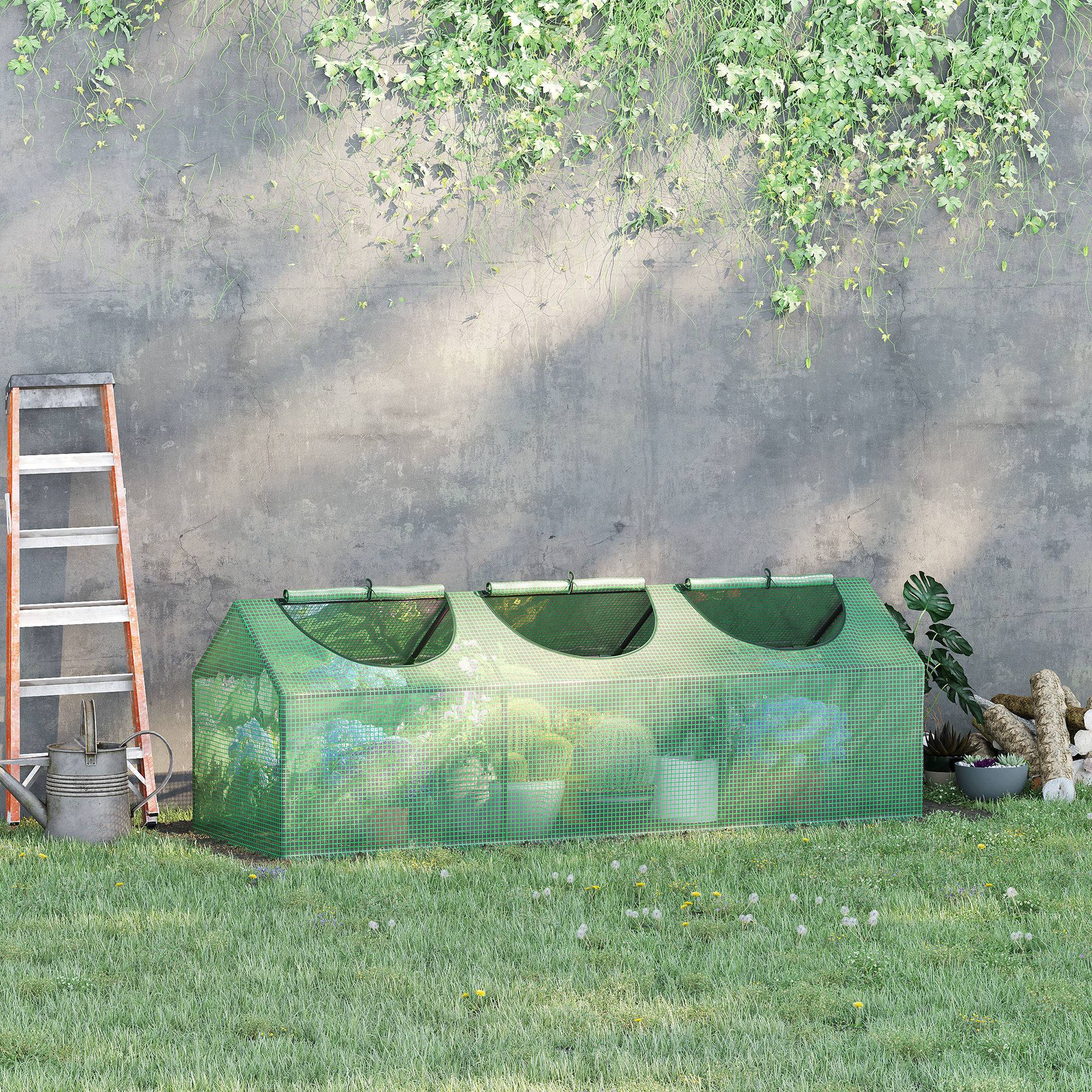 Serre avec fenêtres enroulables, résistante, 180 cm x 60 cm x 60 cm, Vert - Image 3