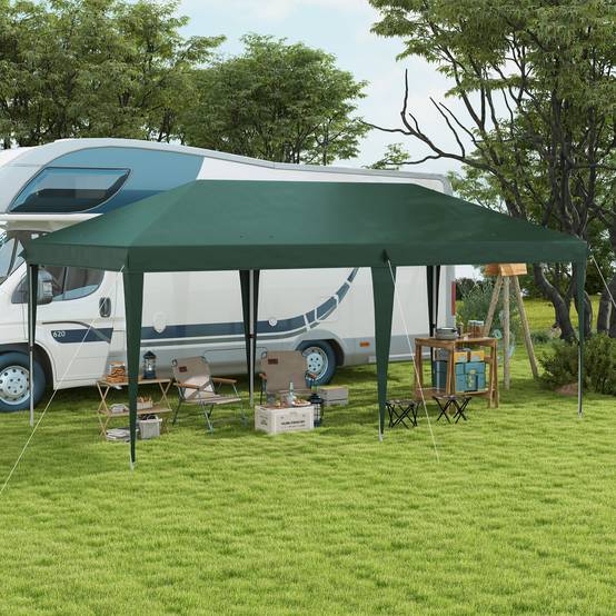 Tonnelle de jardin 6 x 3 m, réglable en hauteur sur 3 niveaux, sac de transport, structure en acier anti-UV, verte - Image 3
