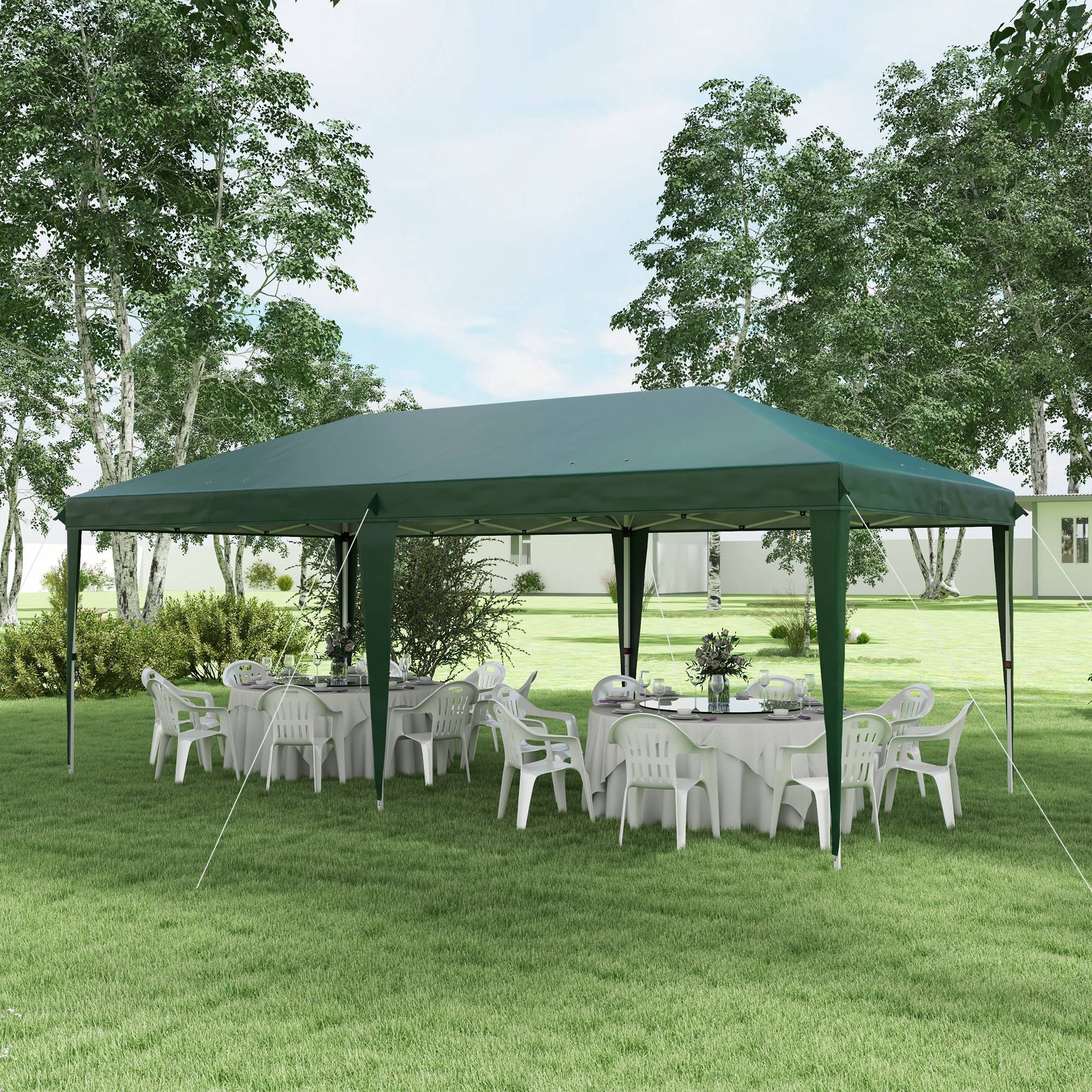 Tonnelle de jardin 6 x 3 m, réglable en hauteur sur 3 niveaux, sac de transport, structure en acier anti-UV, verte - Image 4