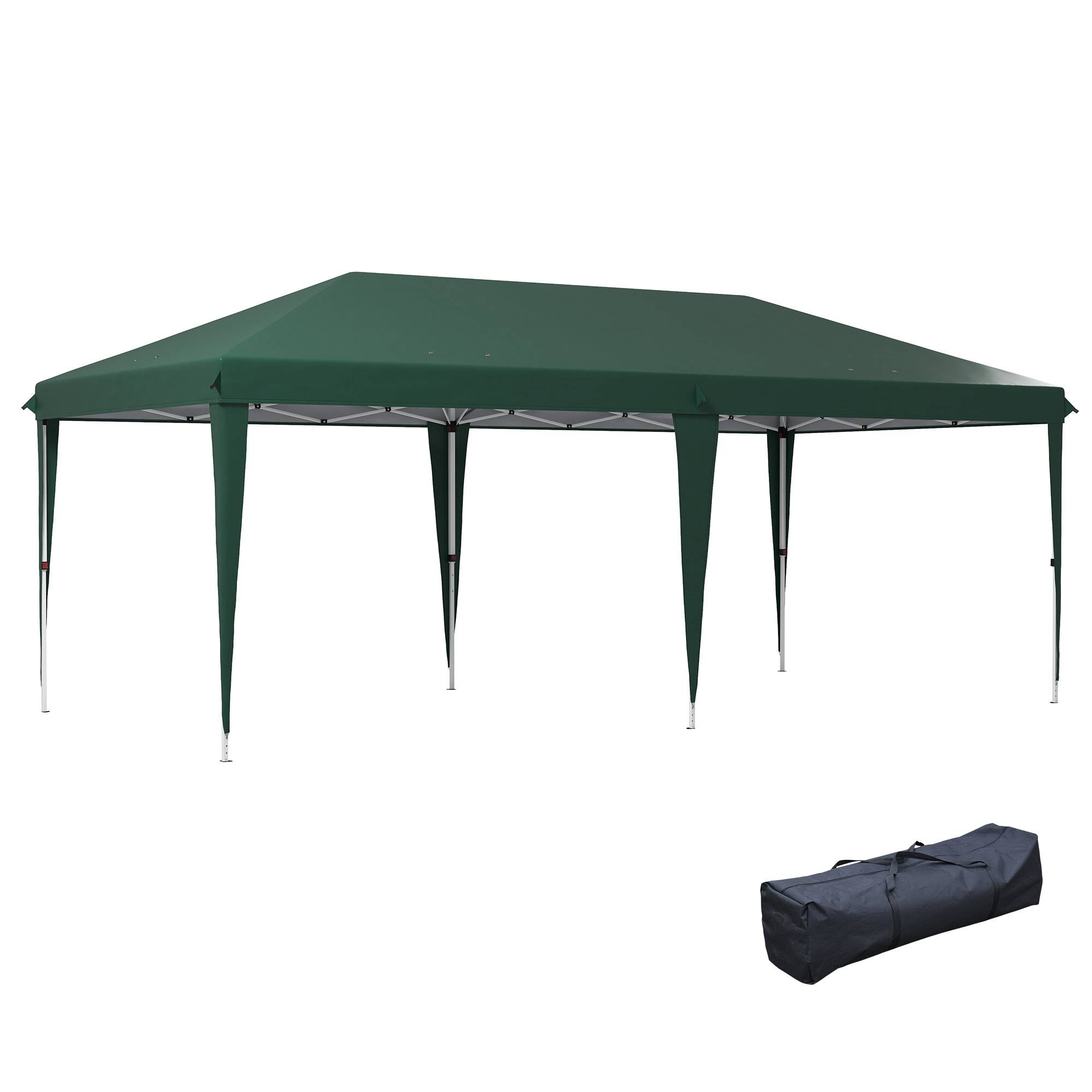 Tonnelle de jardin 6 x 3 m, réglable en hauteur sur 3 niveaux, sac de transport, structure en acier anti-UV, verte - Image 1