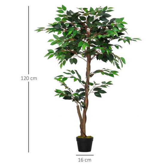 Ficus artificiel plastique décoration intérieur tronc naturel forme ajustable 120cm - ComfortXL Outdoor Living - Image 5