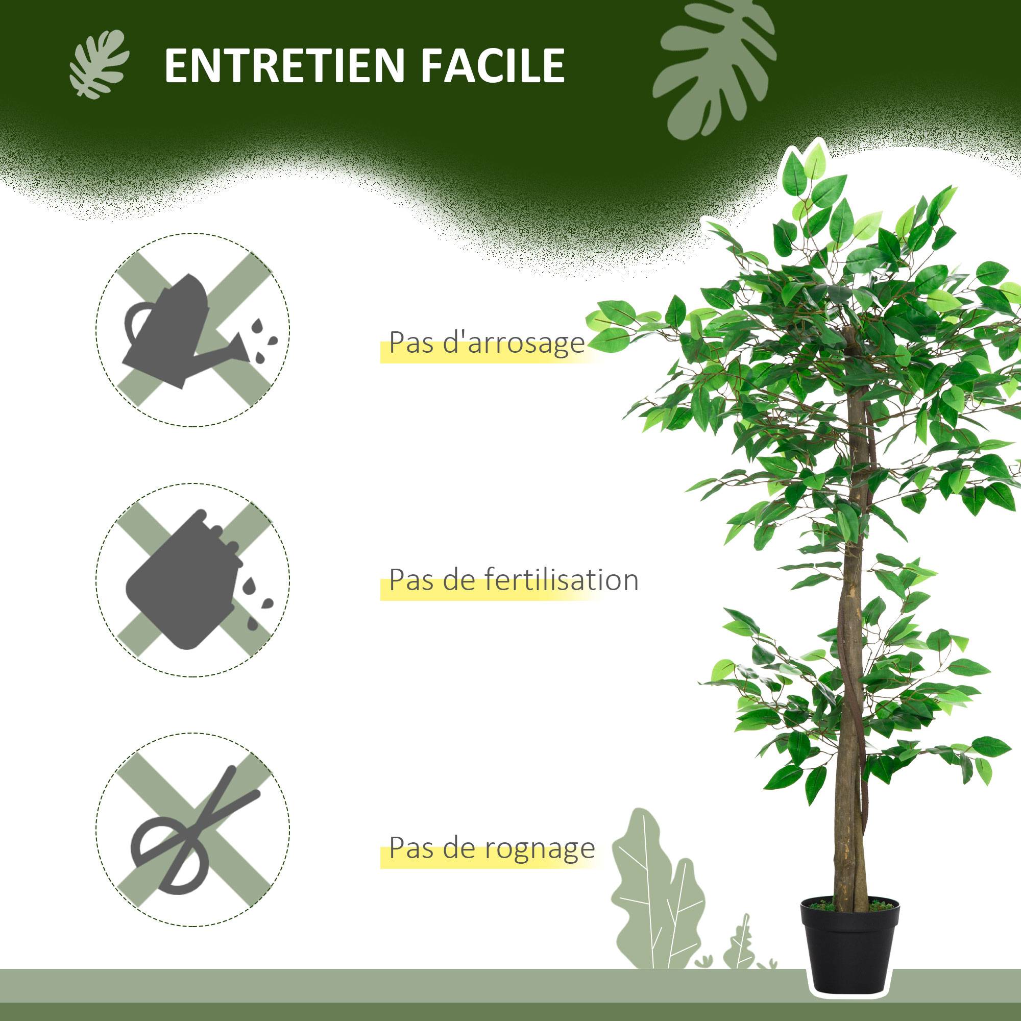 Ficus artificiel plastique décoration intérieur tronc naturel forme ajustable 120cm - ComfortXL Outdoor Living - Image 8