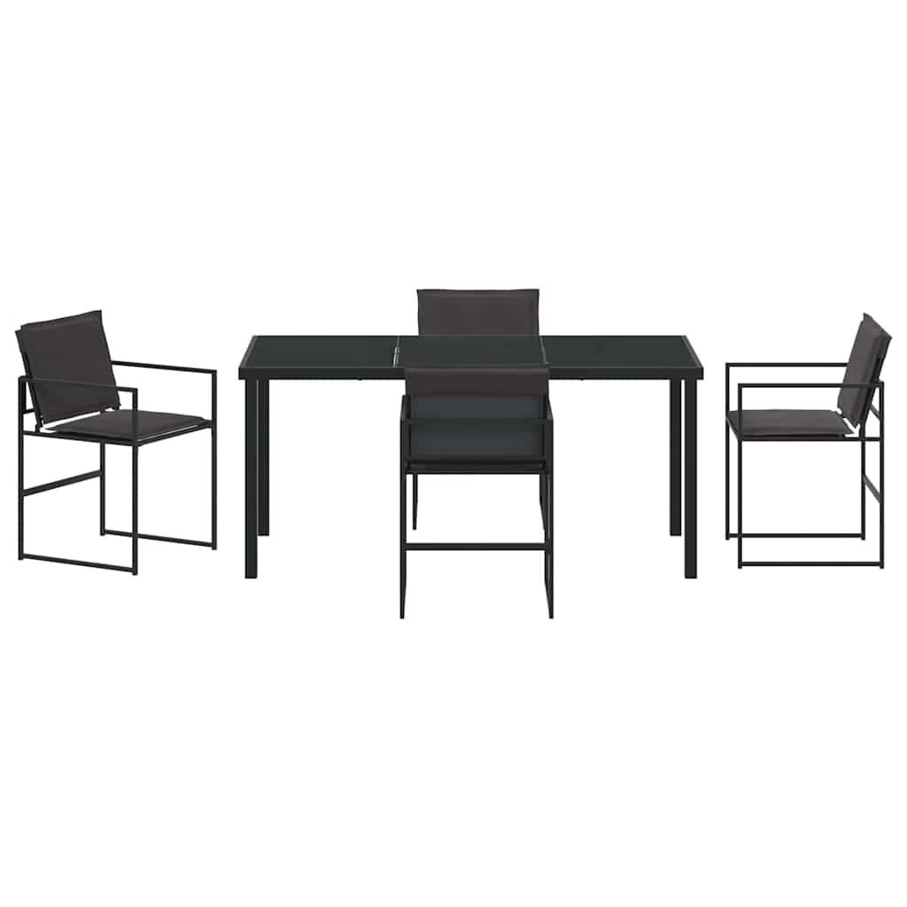 Ensemble de salle à manger de jardin acier et textilène noir 160 x 80 x 73 cm - PANGIVO - Image 7