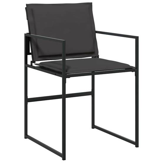 Ensemble de salle à manger de jardin acier et textilène noir 160 x 80 x 73 cm - PANGIVO - Image 6
