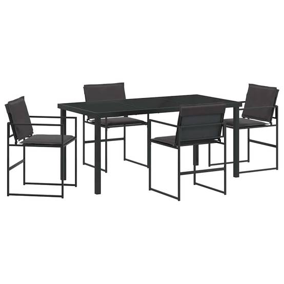 Ensemble de salle à manger de jardin acier et textilène noir 160 x 80 x 73 cm - PANGIVO - Image 2