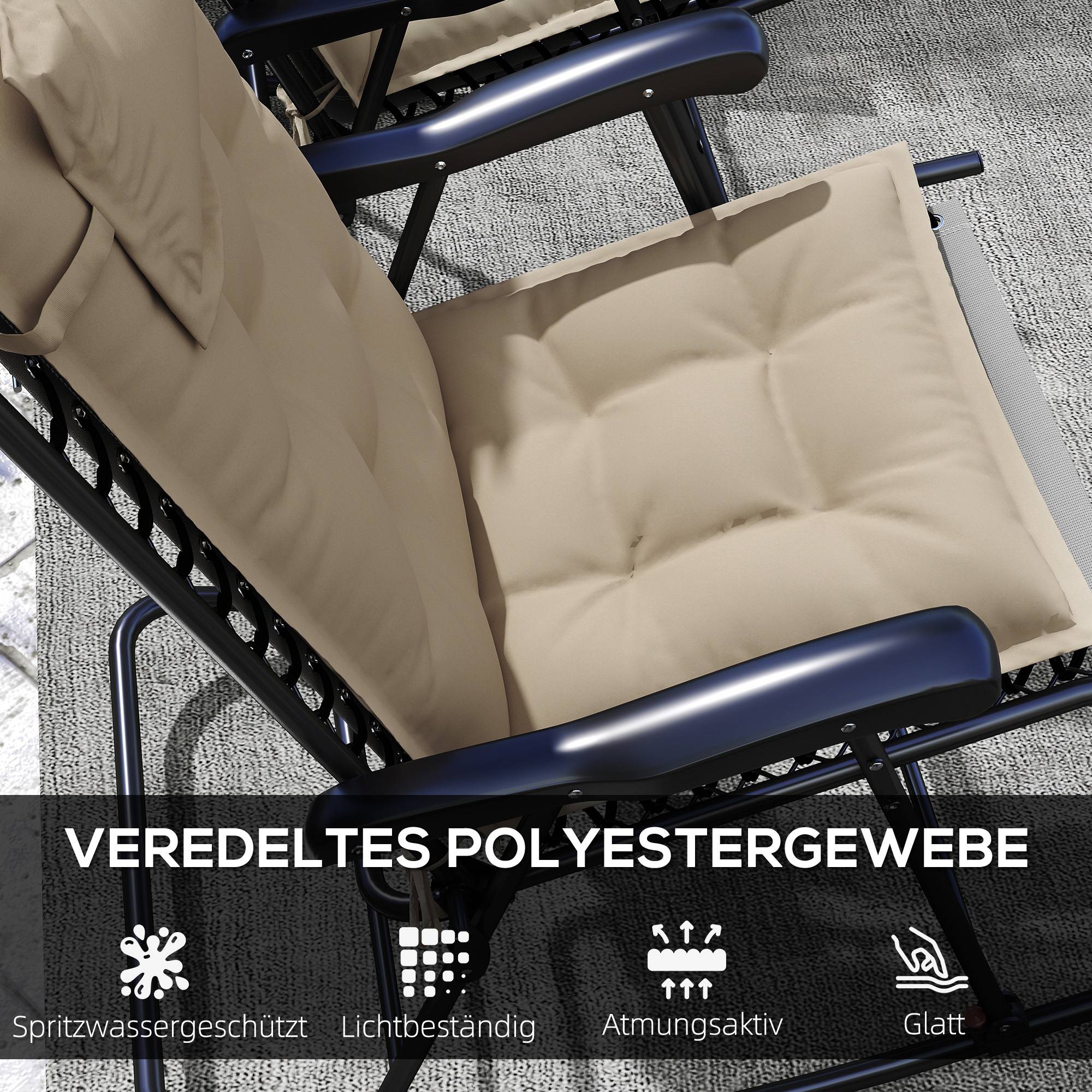 Set de coussins pour transat, polyester, beige, 50 x 116 x 5 cm - PANGIVO - Image 5