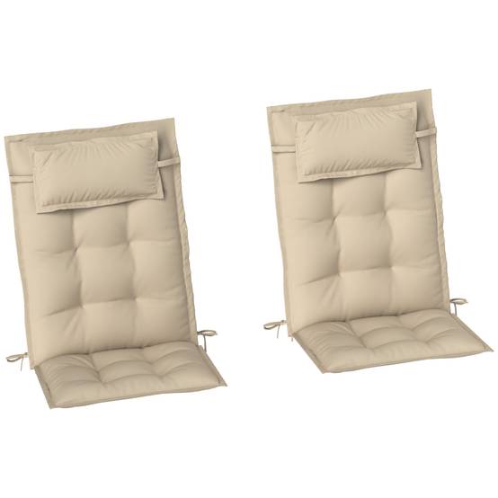 Set de coussins pour transat, polyester, beige, 50 x 116 x 5 cm - PANGIVO - Image 1