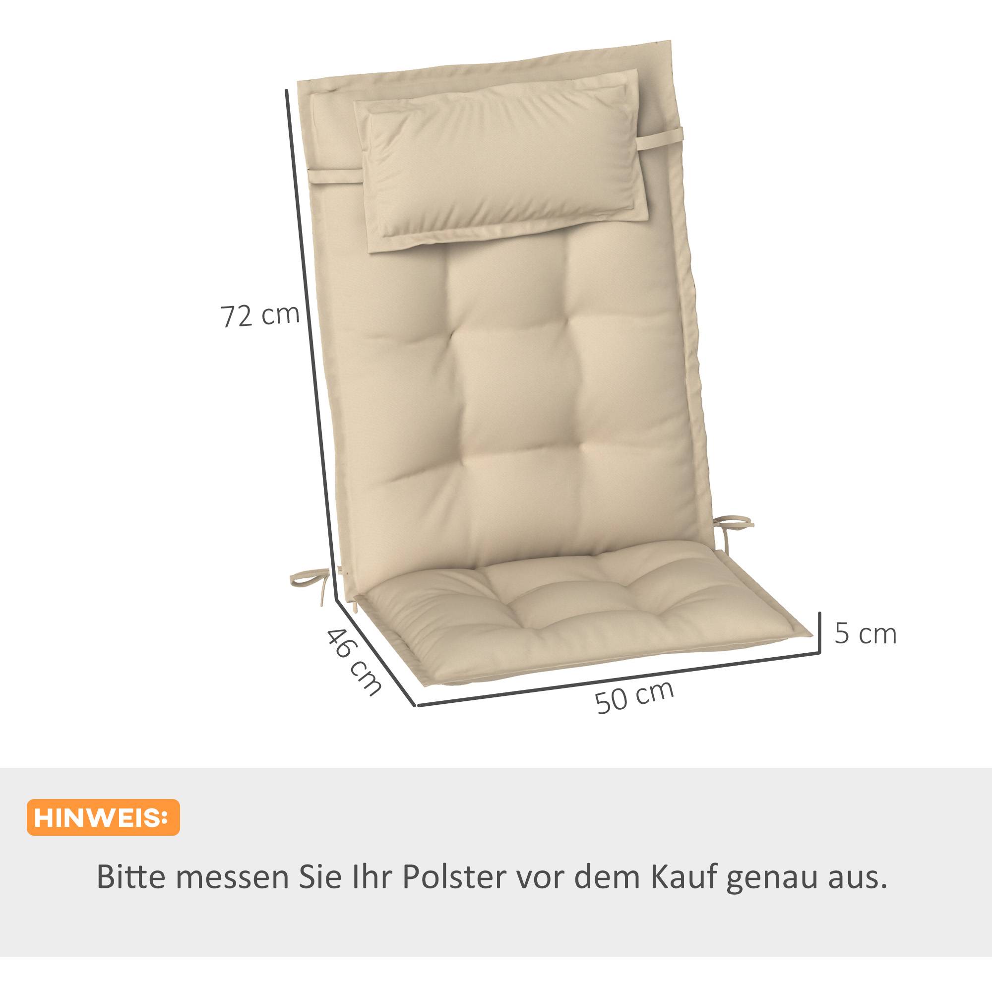 Set de coussins pour transat, polyester, beige, 50 x 116 x 5 cm - PANGIVO - Image 3