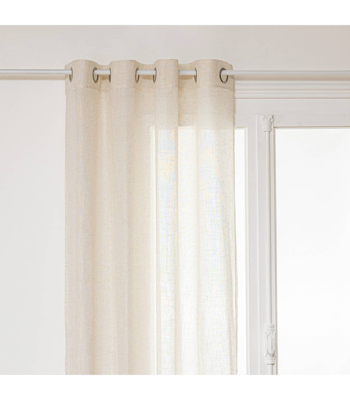 Voilage à œillets Beige aspect Lin 140 x 240 cm - Image 1