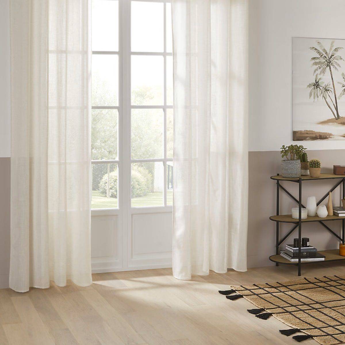 Voilage à œillets Beige aspect Lin 140 x 240 cm - Image 2
