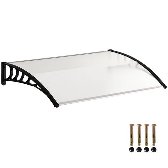 Auvent extérieur pour portes et fenêtres, 122 x 89 cm, protection solaire et pluie, toile en polycarbonate, support en alliage d'aluminium, blanc - Image 1