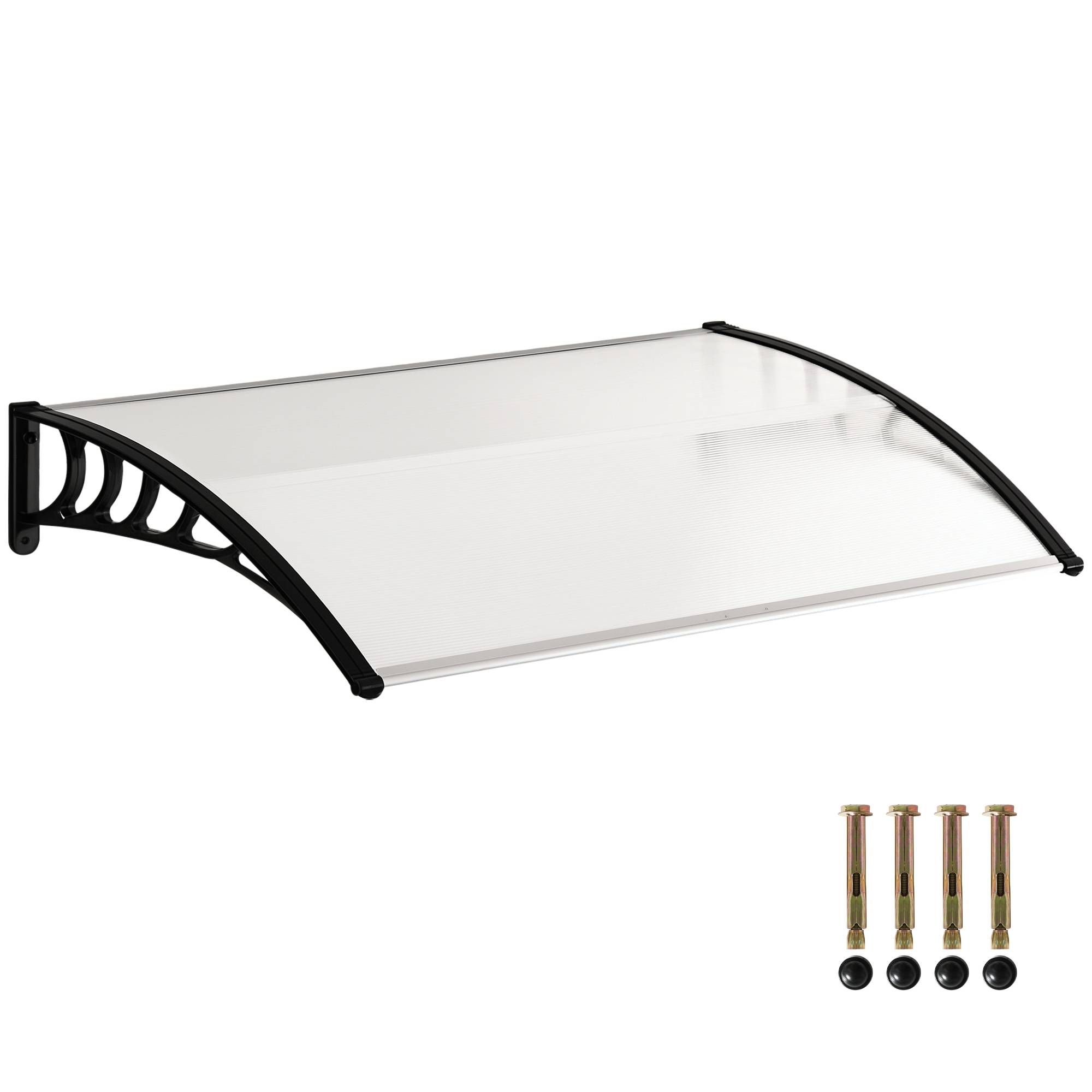 Auvent extérieur pour portes et fenêtres, 122 x 89 cm, protection solaire et pluie, toile en polycarbonate, support en alliage d'aluminium, blanc - Image 1