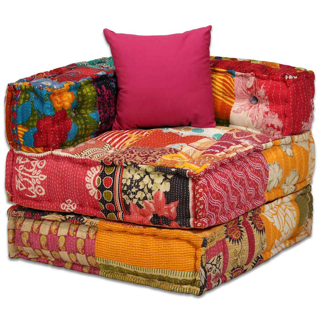 Pouf modulaire 2 places coton multicolore 140 x 70 x 58 cm - PANGIVO - Image 8