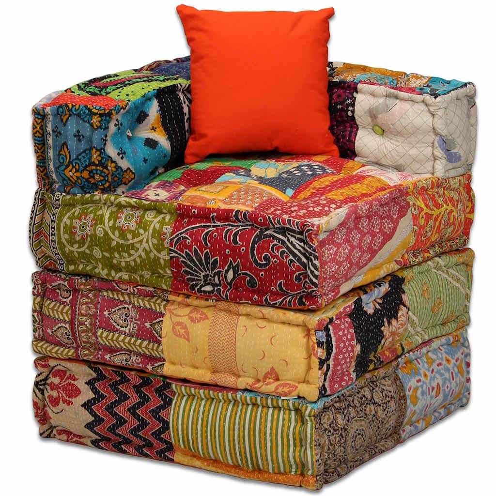 Pouf modulaire 2 places coton multicolore 140 x 70 x 58 cm - PANGIVO - Image 6