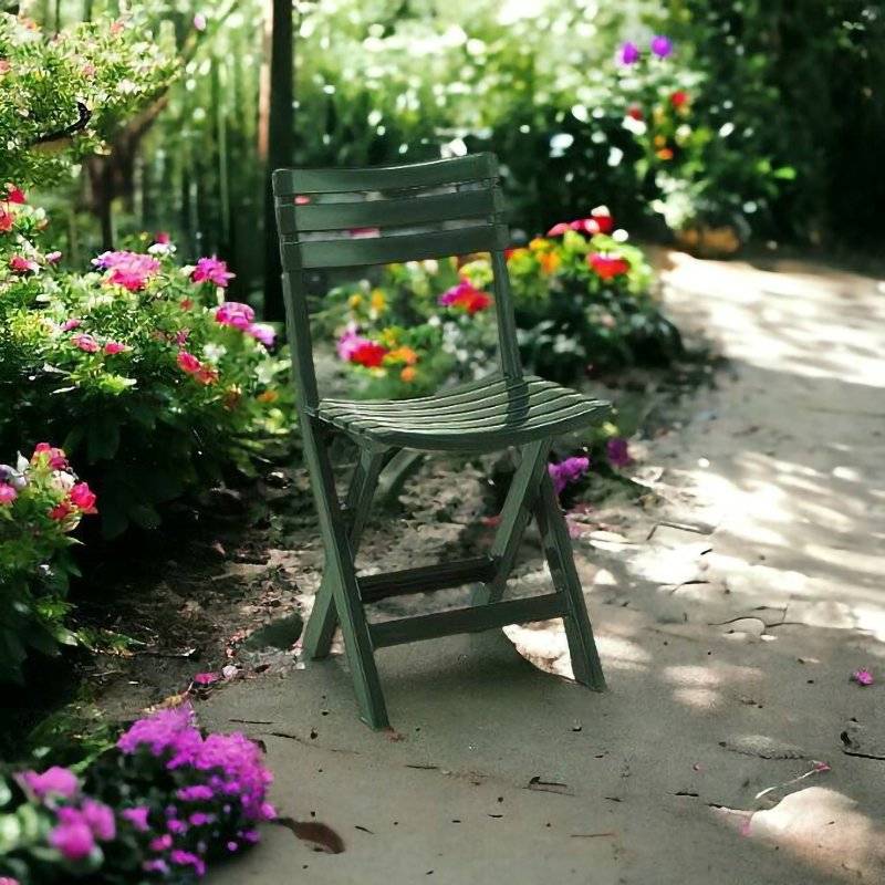Dmora - Chaise d'extérieur Terni, Siège de jardin pliant, Chaise pour table à manger, Fauteuil d'extérieur, 100% Made in Italy, 44x41h78 cm, Vert - Dmora - Image 2