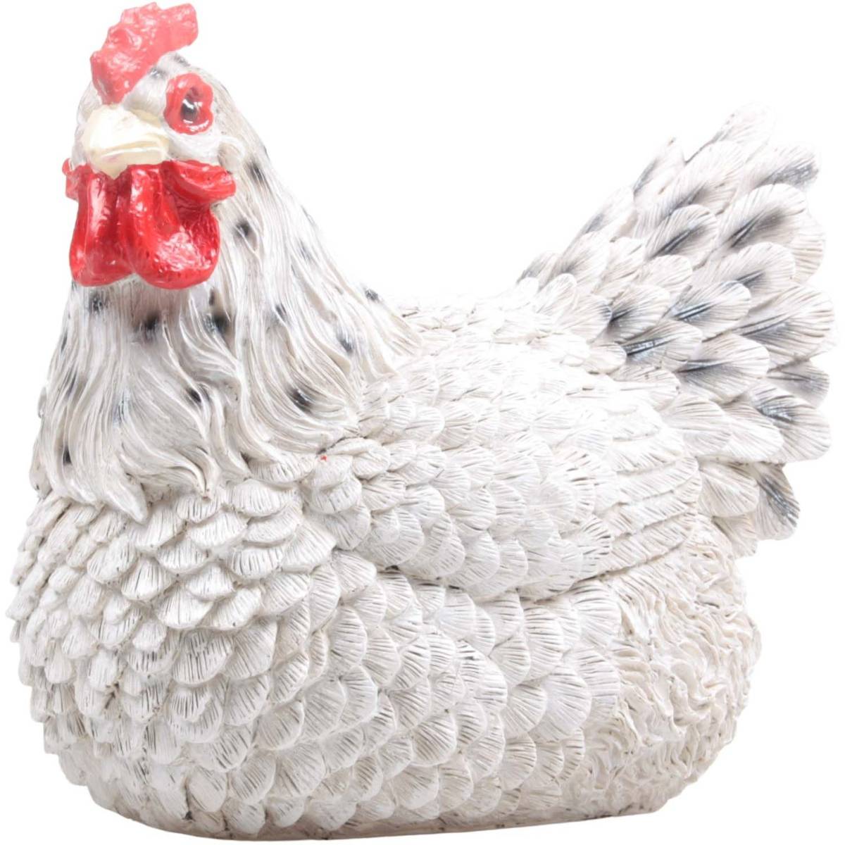 Farmwood Animals - Poule couvant en résine coloris blanc 15 x 18 x 15 cm