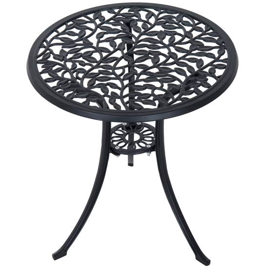 Outsunny - Ensemble 3 pièces 2 chaises 1 table ronde jardin extérieur 2 personnes terrasse balcon fonte aluminium noir - Outsunny - Image 6