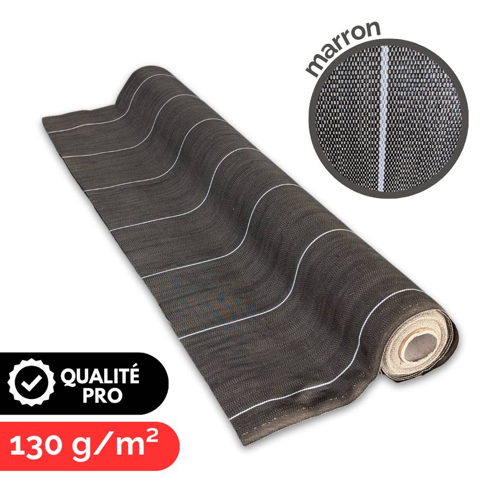 Toile de paillage tissée 130g m2 Vente au mètre Largeur 4,15m Anti-Mauvaises Herbe Couleur Marron Bache Grande Largeur 4m - Image 6