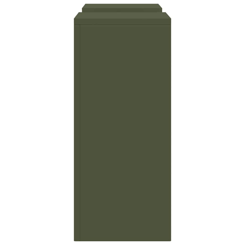 Lot de 2 Supports de pots hauts en Acier Durables et décoratifs pour Jardin et Balcon Vert Olive 24x24x55 cm – ComfortXL Outdoor Living - Image 7