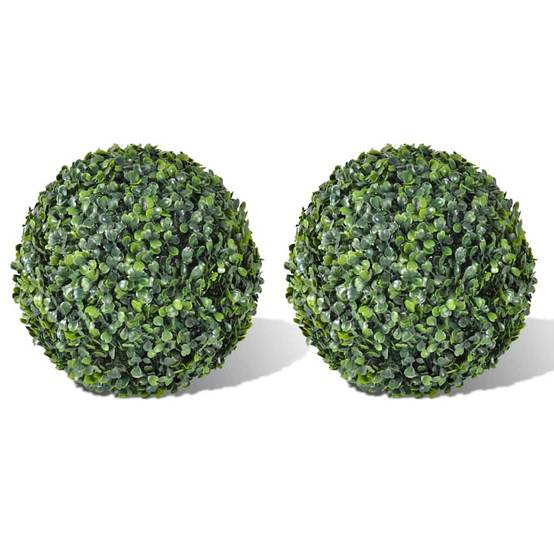 Lot de 2 boules de buis artificielles PVC vert 35 x 35 x 35 cm - PANGIVO - Image 1