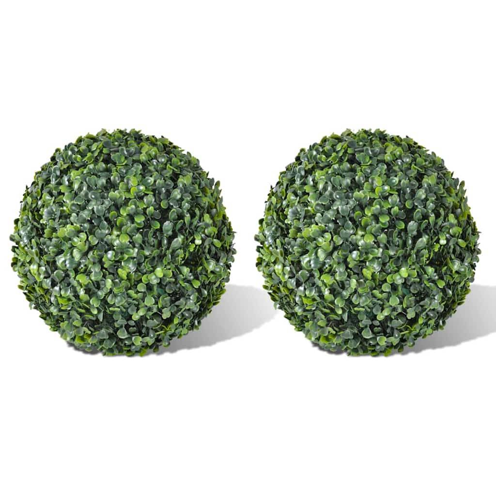 Lot de 2 boules de buis artificielles PVC vert 35 x 35 x 35 cm - PANGIVO