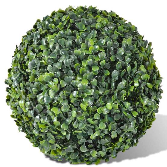 Lot de 2 boules de buis artificielles PVC vert 35 x 35 x 35 cm - PANGIVO - Image 2