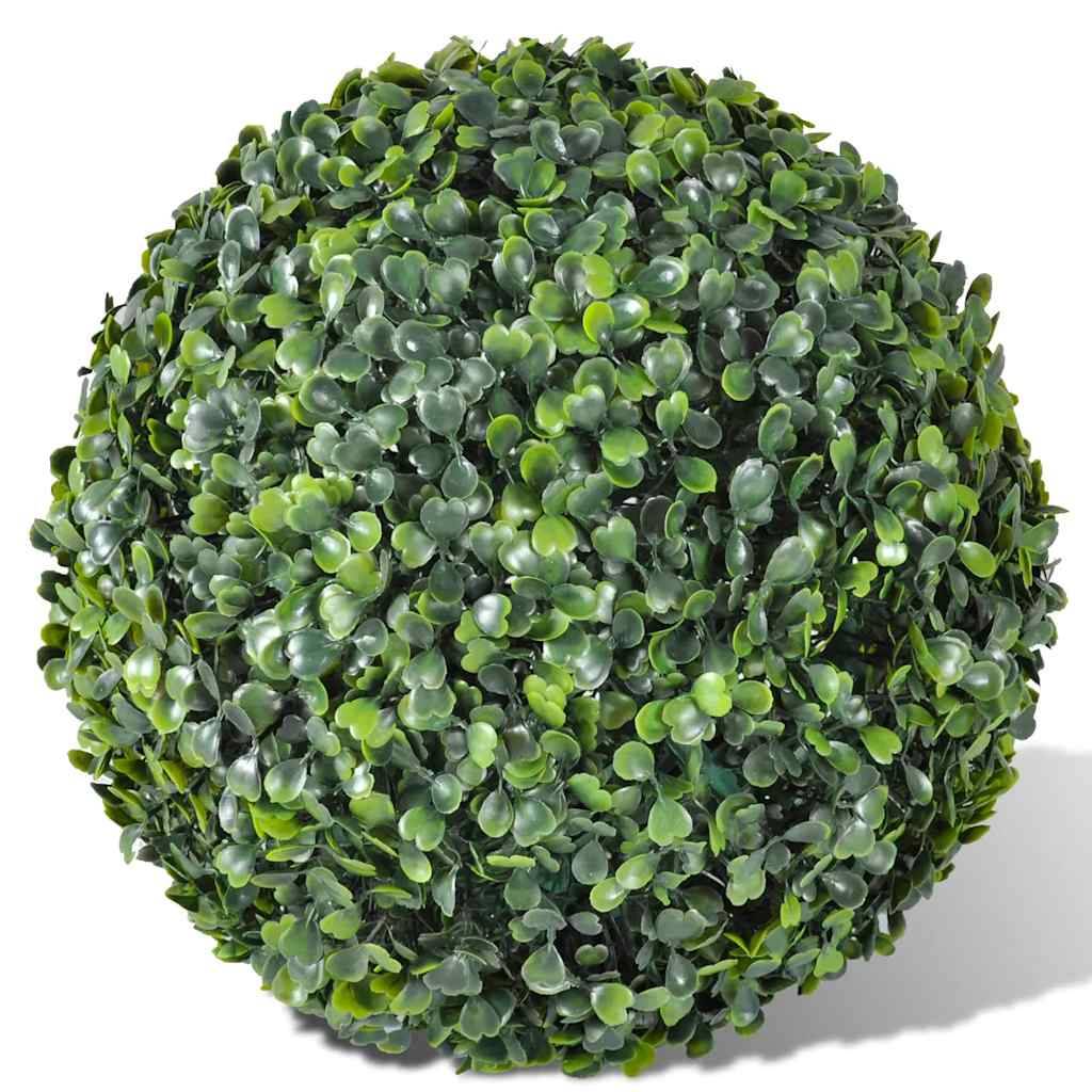 Lot de 2 boules de buis artificielles PVC vert 35 x 35 x 35 cm - PANGIVO - Image 2