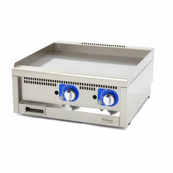Gril Professionnel - Lisse - Double - Prof. 60 cm - Gaz - Maxima