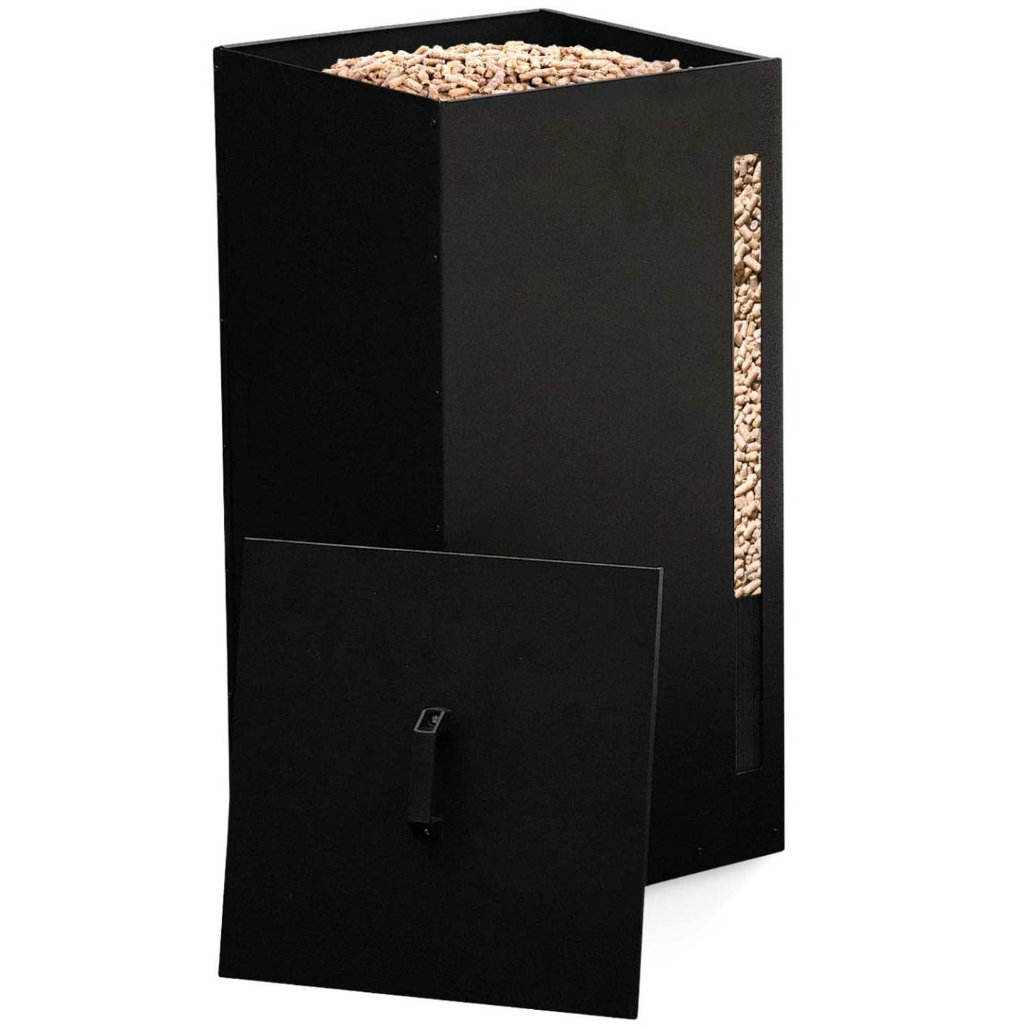 IDMARKET - Réservoir à granulés 45 kg noir rangement à pellets 36 x 36 x 76 cm - Image 4