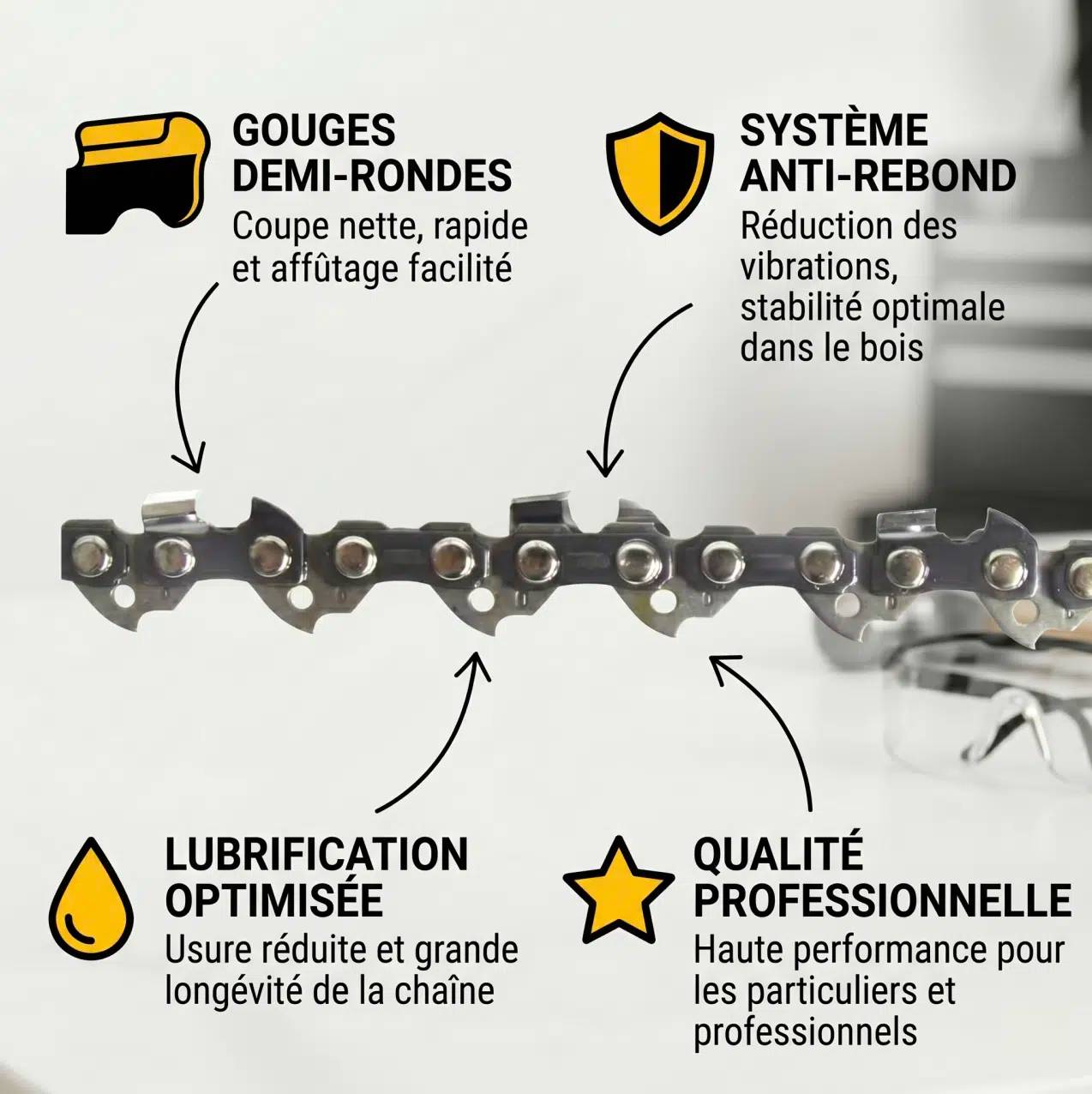 Nemura - Guide de 40cm + 3 Chaîne de tronçonneuse - 56 Entraineurs - Pas 3/8LP - Jauge 0.50 (1.3mm) - Image 2