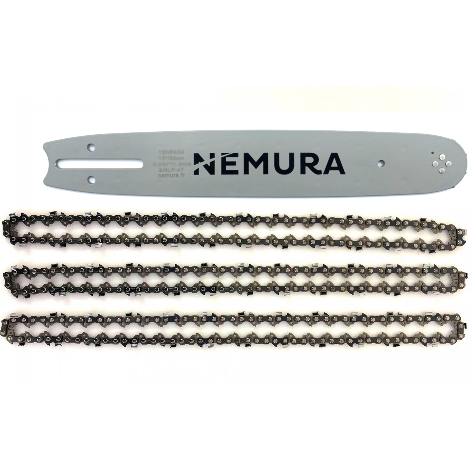 Nemura - Guide de 40cm + 3 Chaîne de tronçonneuse - 56 Entraineurs - Pas 3/8LP - Jauge 0.50 (1.3mm) - Image 1