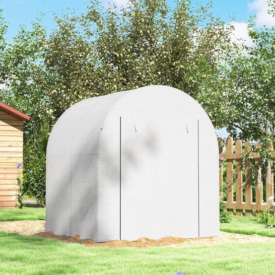 Serre portable acier plastique blanc 180 x 180 x 200 cm - PANGIVO - Image 8