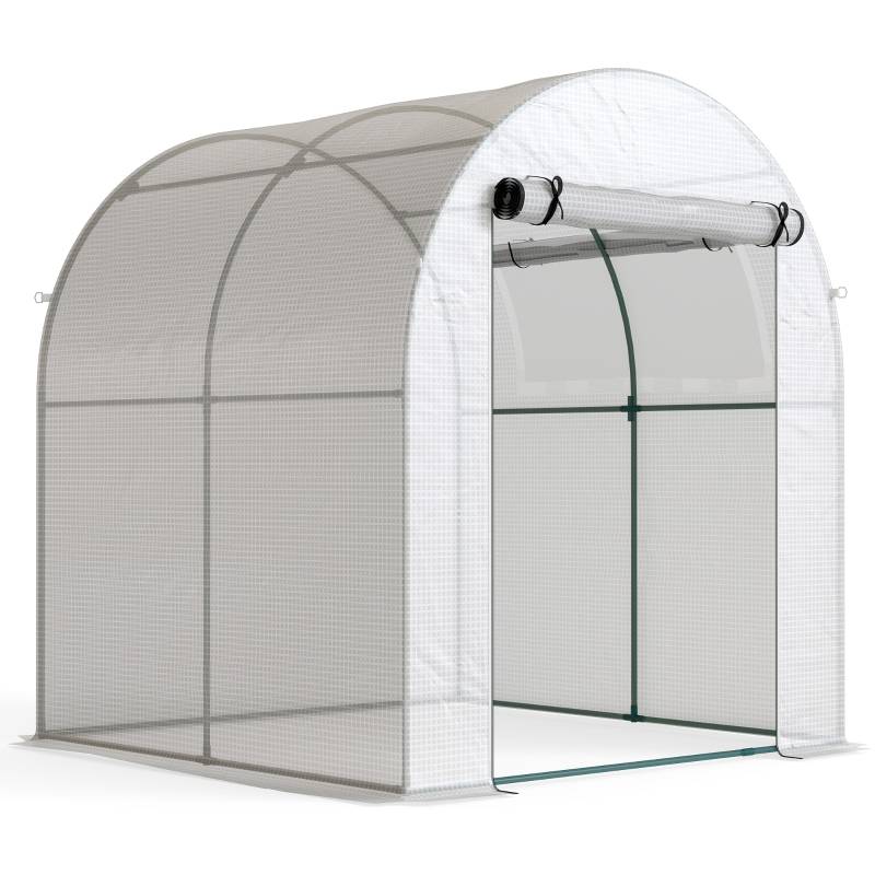 Serre portable acier plastique blanc 180 x 180 x 200 cm - PANGIVO - Image 1