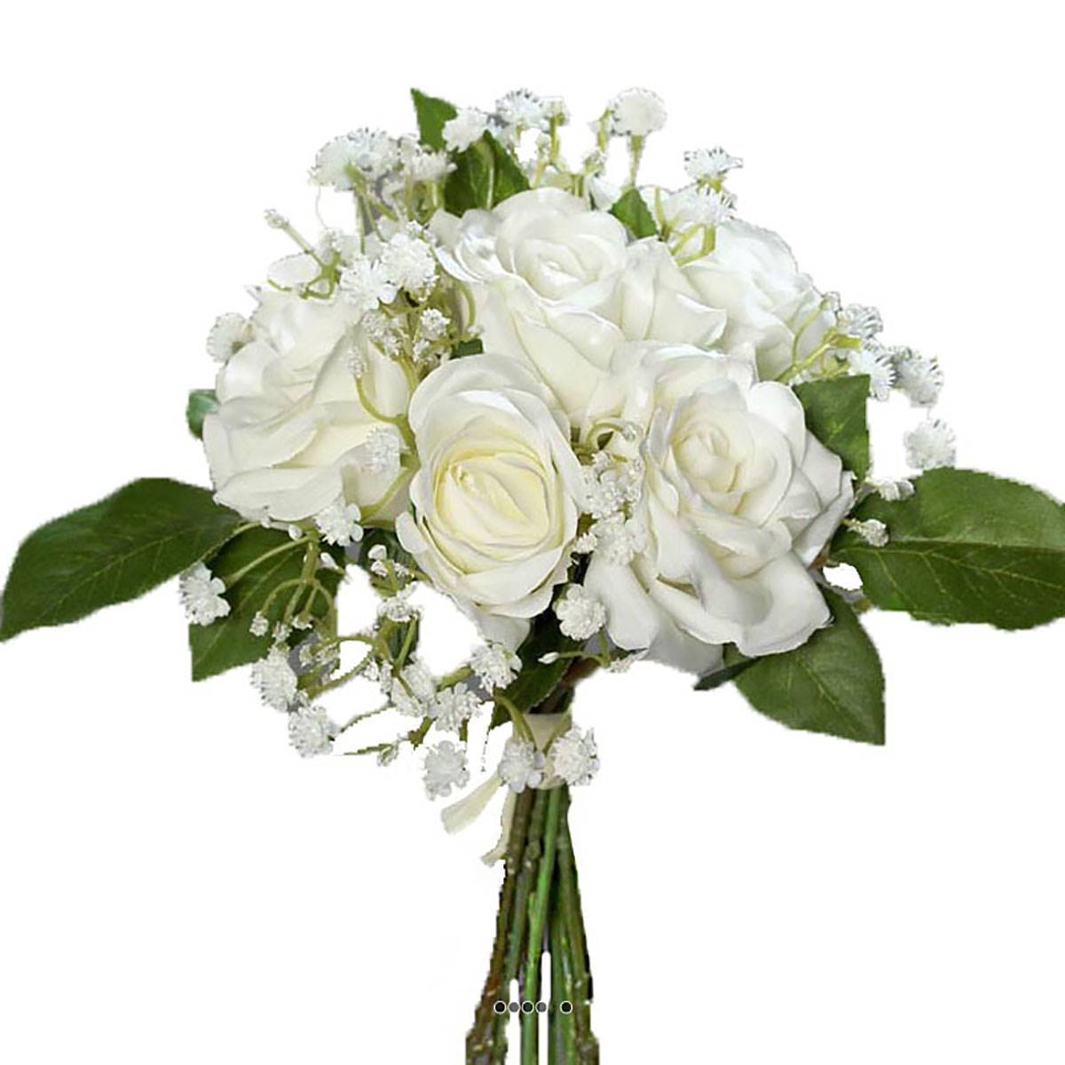 Artificielles - Bouquet de Roses et Gypsophile artificielles 7 tetes Hauteur 24 cm Crème - couleur: Crème - Image 2