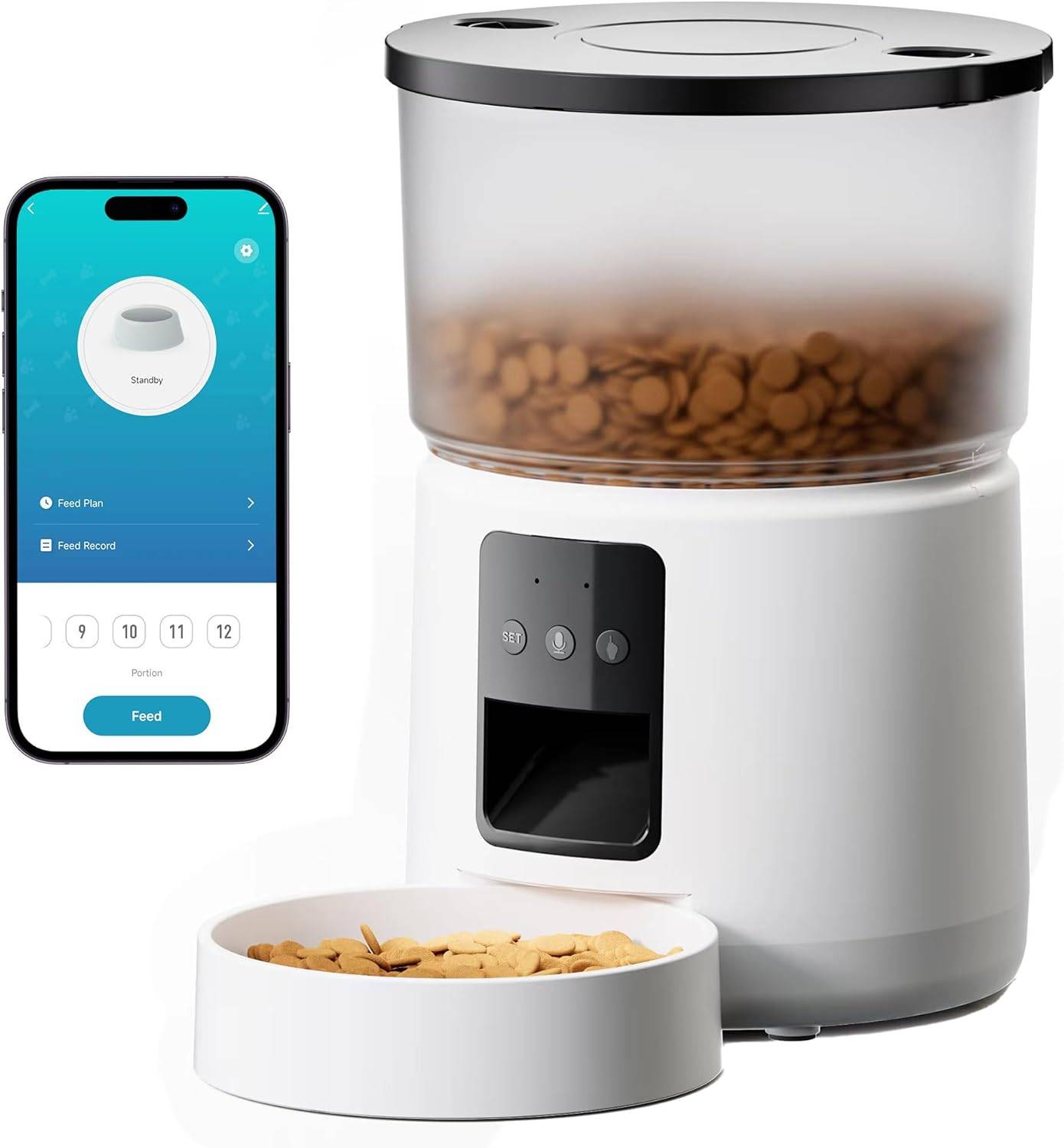 Distributeur Croquettes Chat Automatique - 5G/2,4G WiFi blanc Vendos85