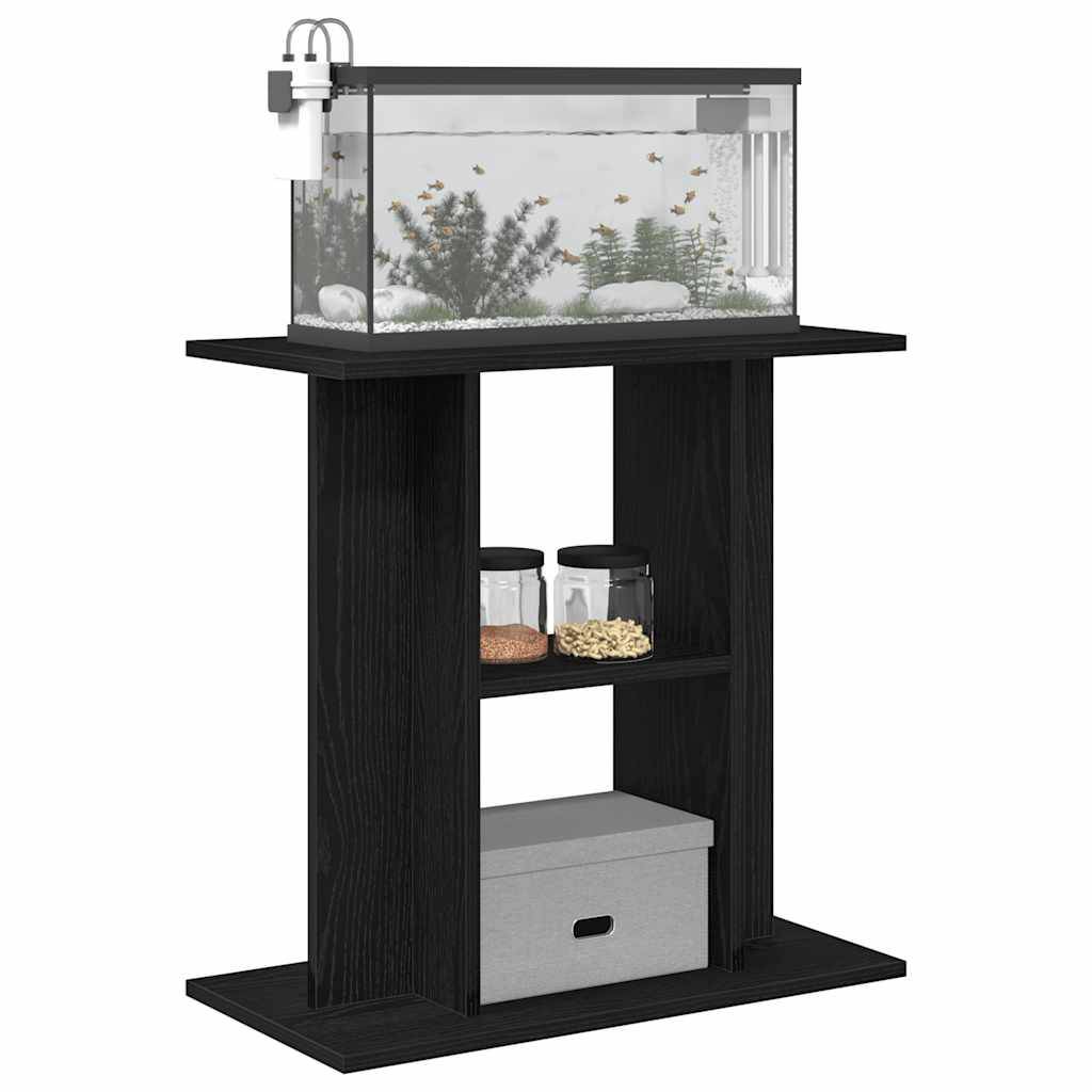 Support d'aquarium compact Chêne Noir avec 3 Niveaux de Rangement 60x30x60 cm - ComfortXL Outdoor Living - Image 4