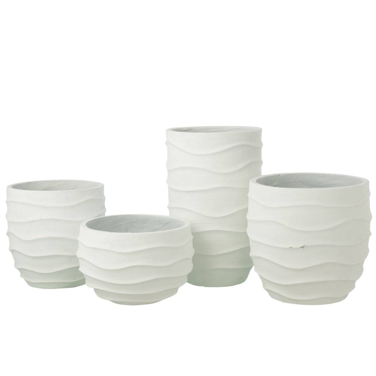 J-Line - Cache-Pot Déco en Ciment "Roca" 38cm Blanc - Image 2