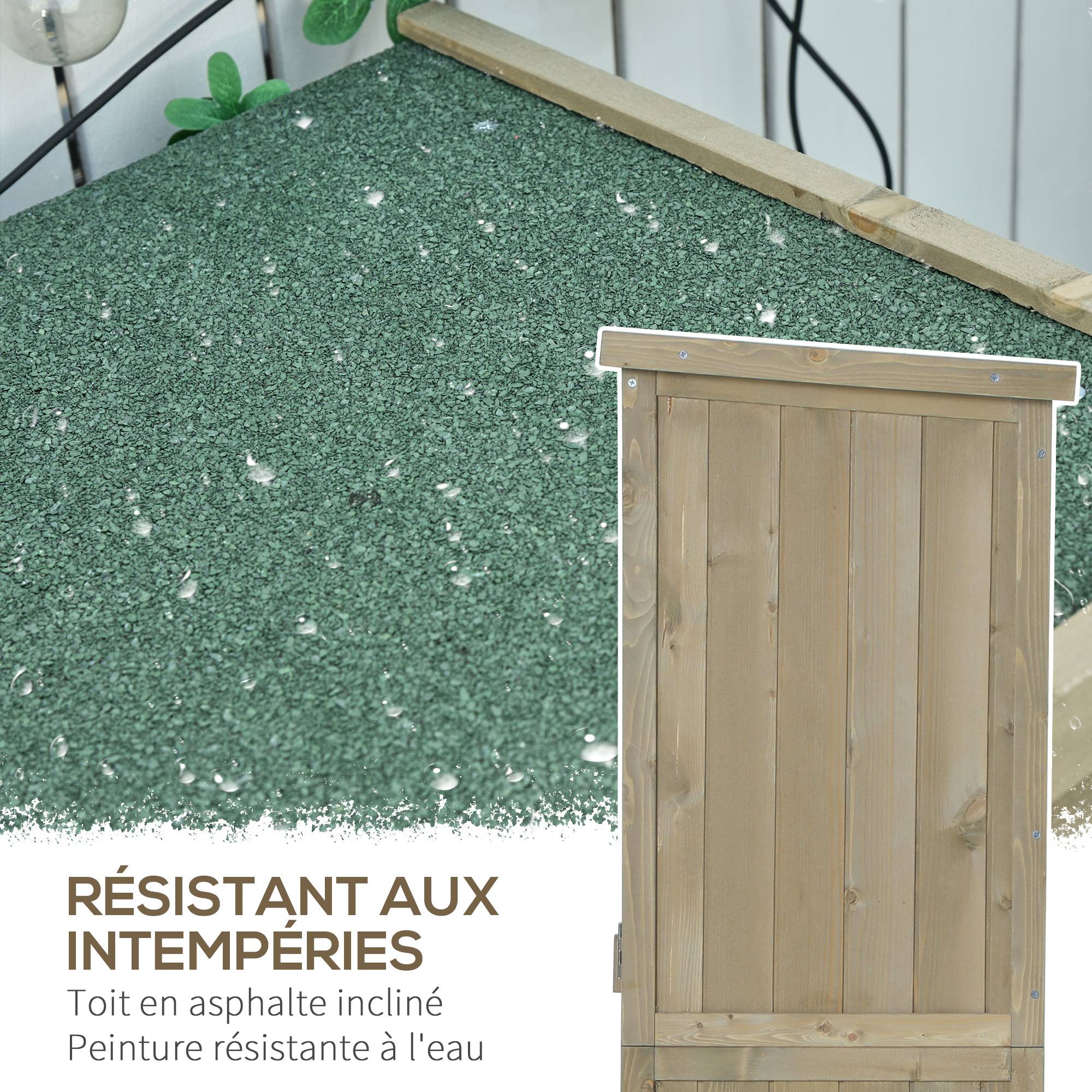 Armoire abri de jardin pin autoclave portes persiennes 87x47x160cm sable - ComfortXL Outdoor Living - Image 6