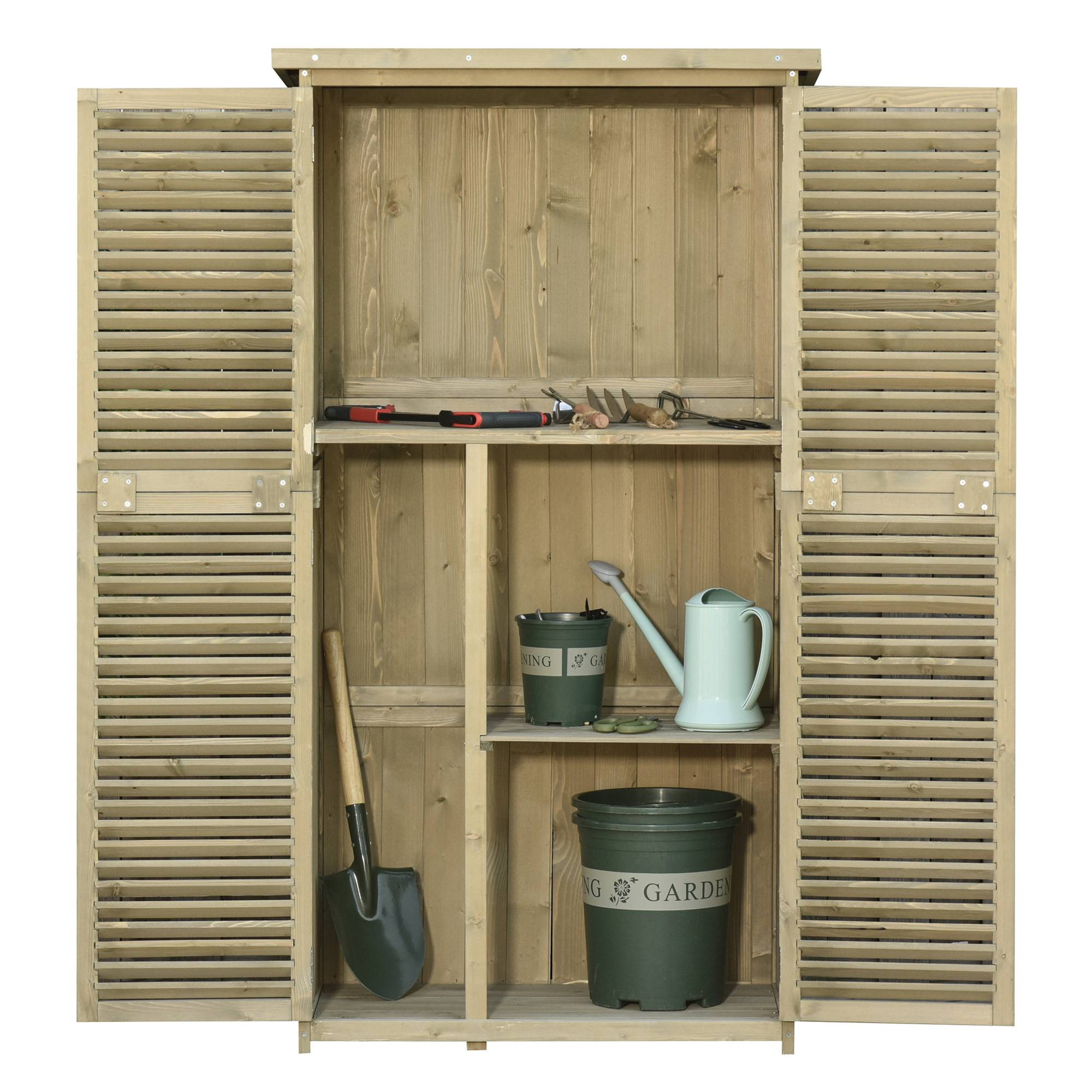 Armoire abri de jardin pin autoclave portes persiennes 87x47x160cm sable - ComfortXL Outdoor Living - Image 2
