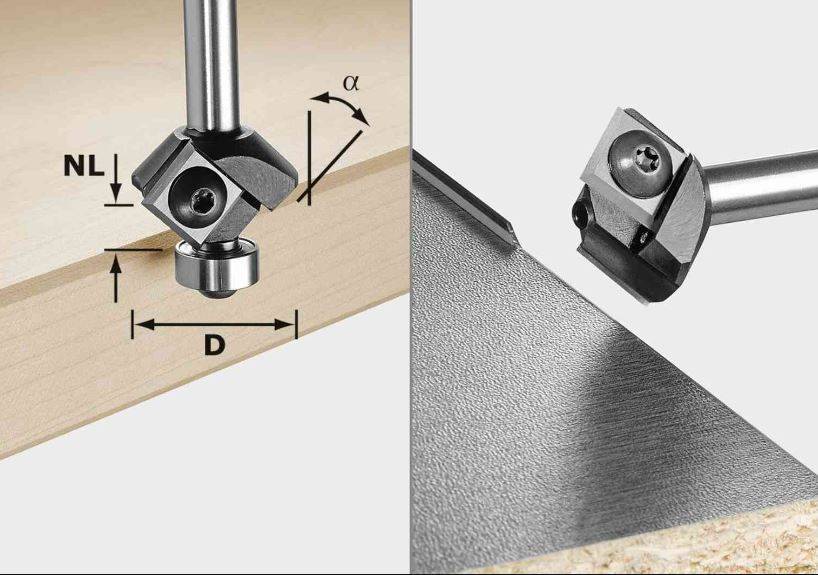 Fraise à chanfreiner à plaquettes réversibles S8 HW 45° D27 - FESTOOL - 499807