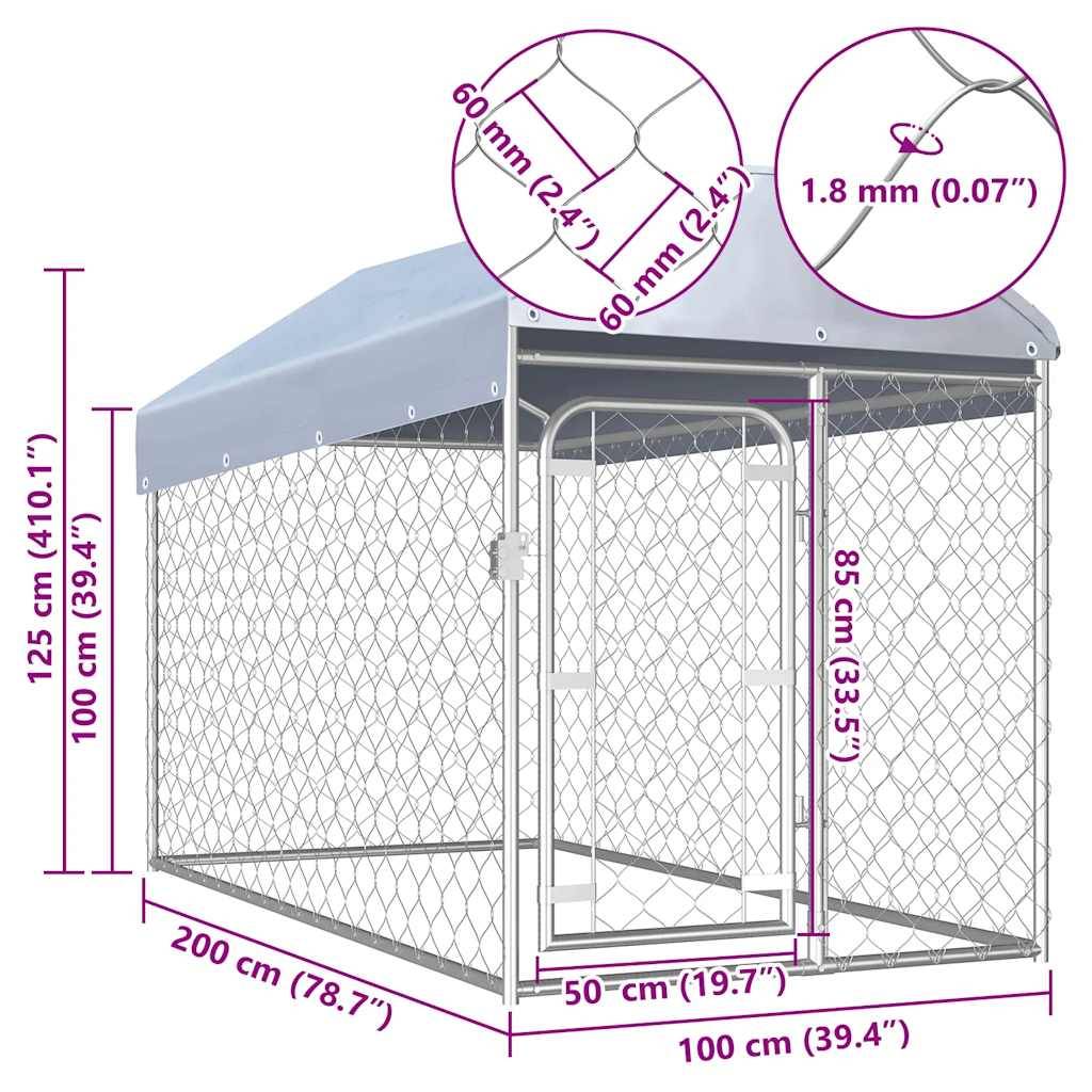Vidaxl - Chenil d'extérieur avec toit pour chiens 200x100x125 cm vidaXL 144492 - Image 3
