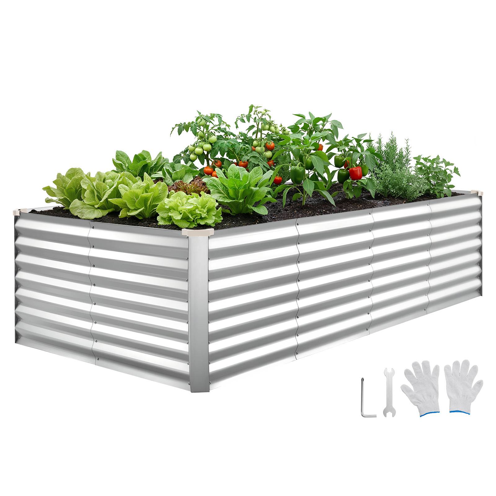 Vevor - VEVOR Carré Potager Surélevé Métal Galvanisé Rectangulaire 240x120x62 cm Argenté - Image 1