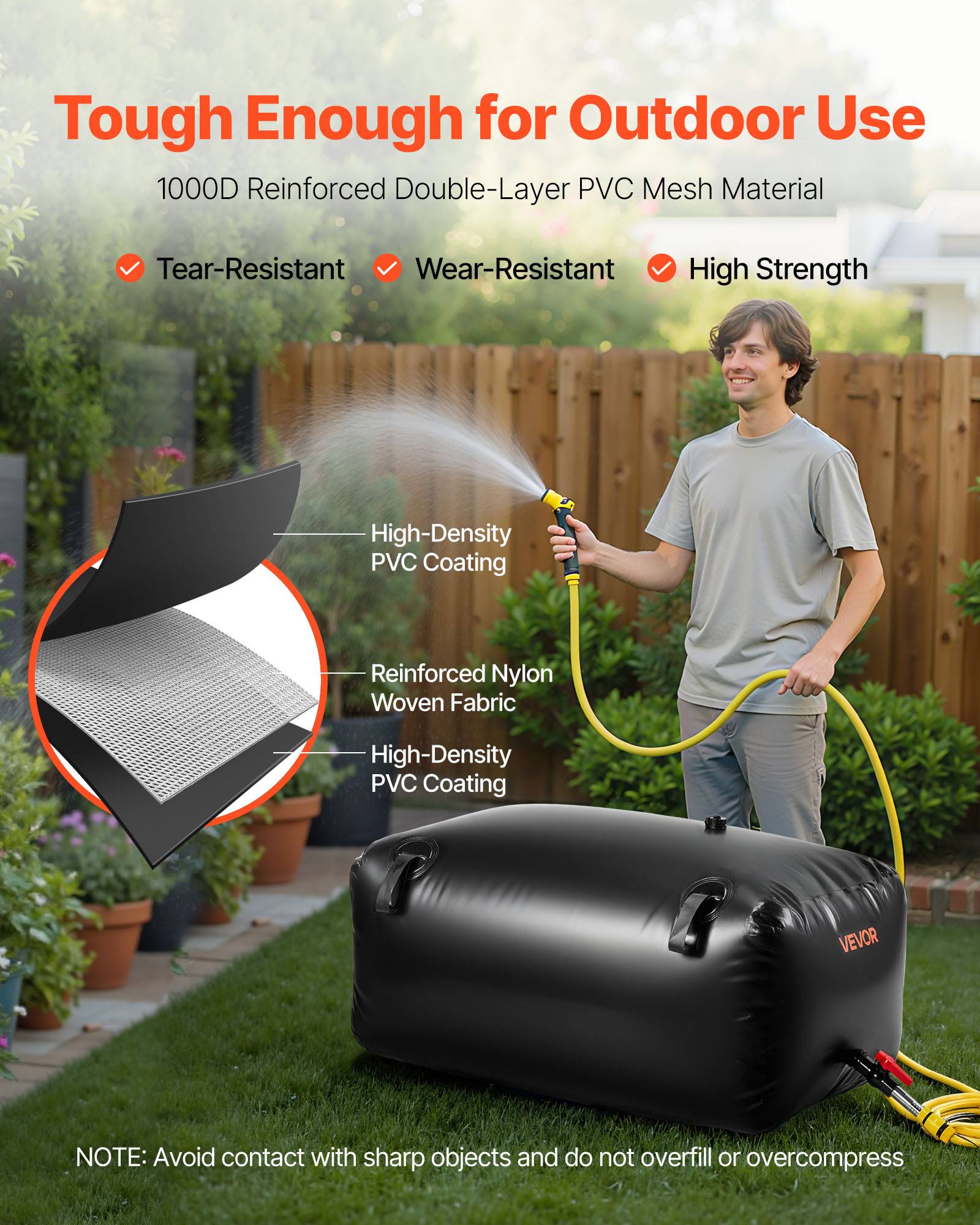 Vevor - VEVOR Réservoir d'Eau Souple Vessie de Stockage Eau Pliable en PVC 240 L Noir - Image 3